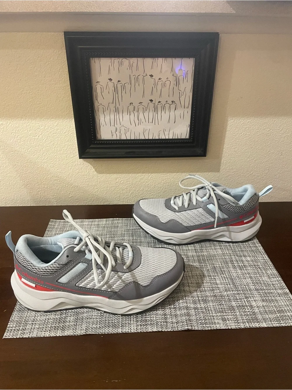 Columbia Light Gray and Light Blue Women's Athletic Sneakers